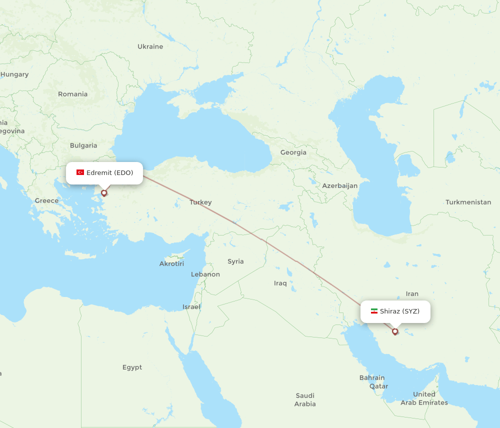 SYZ to EDO flights and routes map