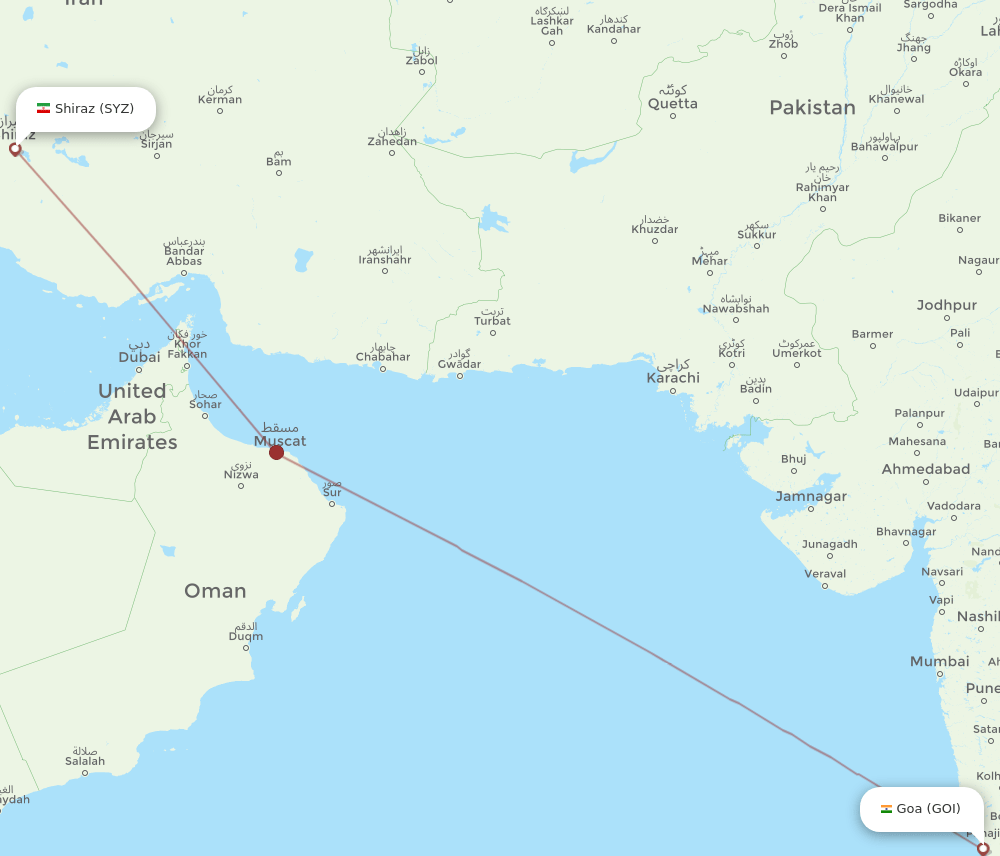 SYZ-GOI flight routes