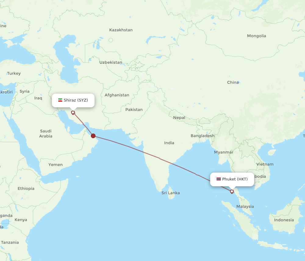 SYZ-HKT flight routes