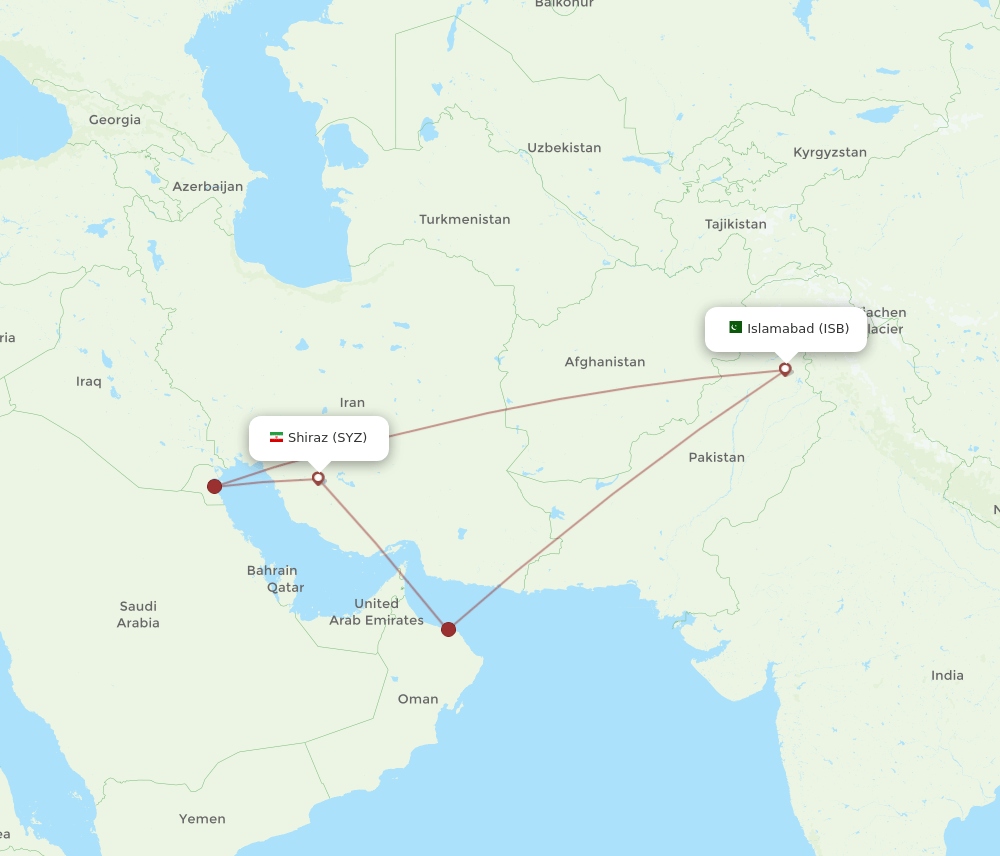 SYZ-ISB flight routes