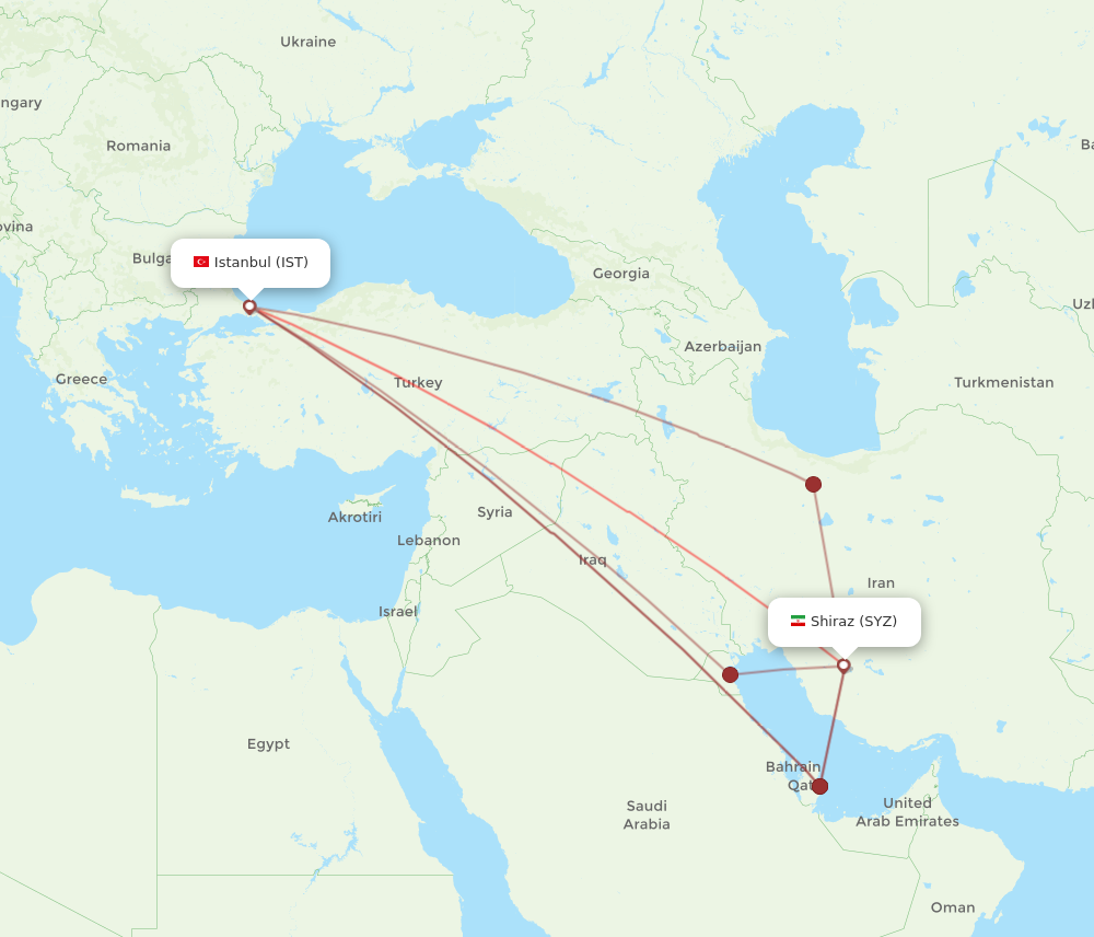 SYZ to IST flights and routes map