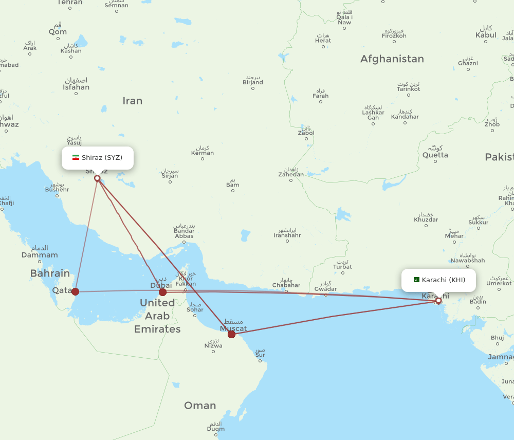 SYZ-KHI flight routes