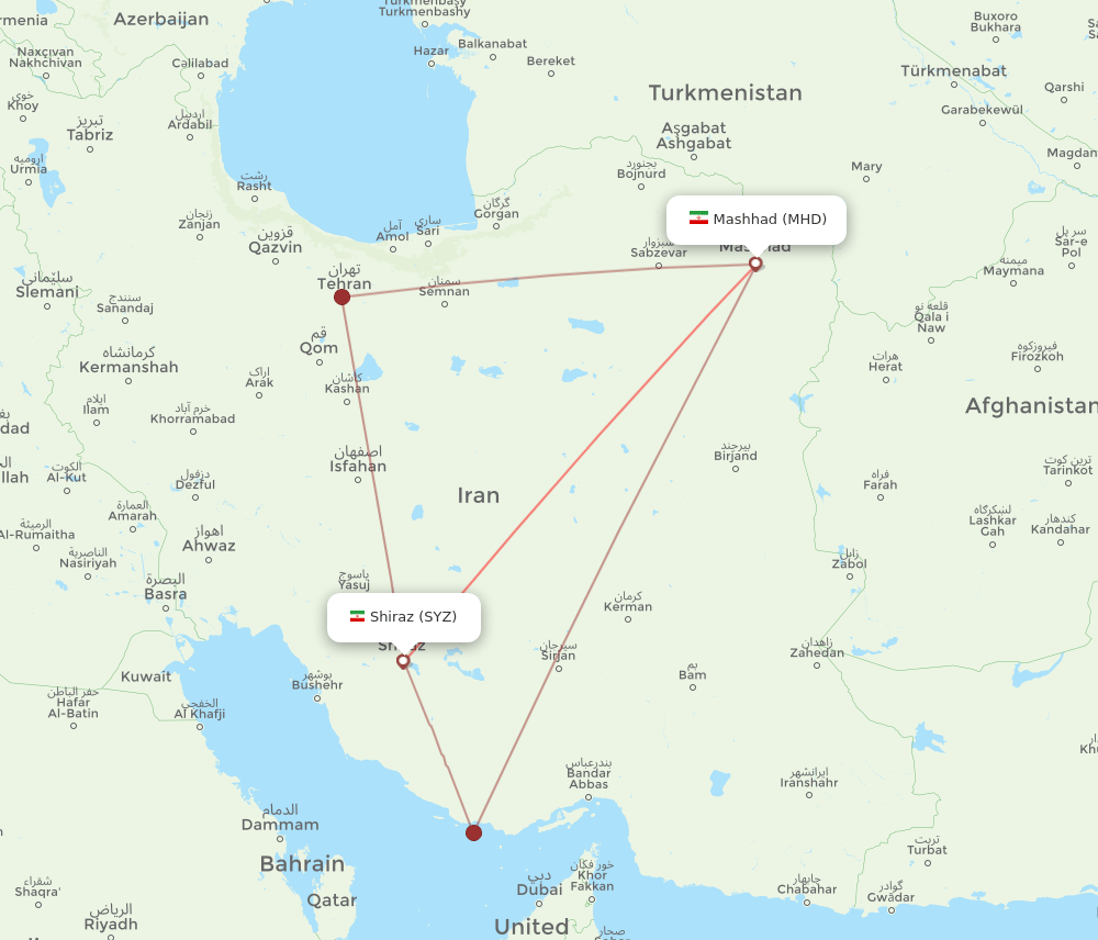 SYZ-MHD flight routes