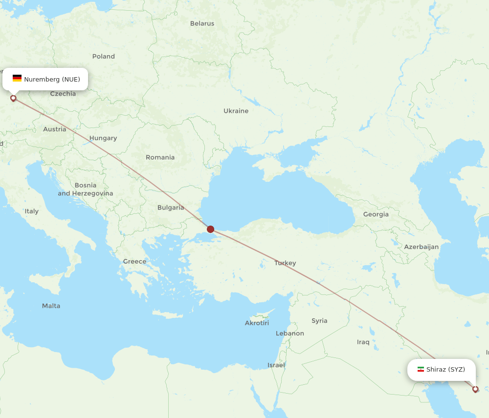 SYZ-NUE flight routes