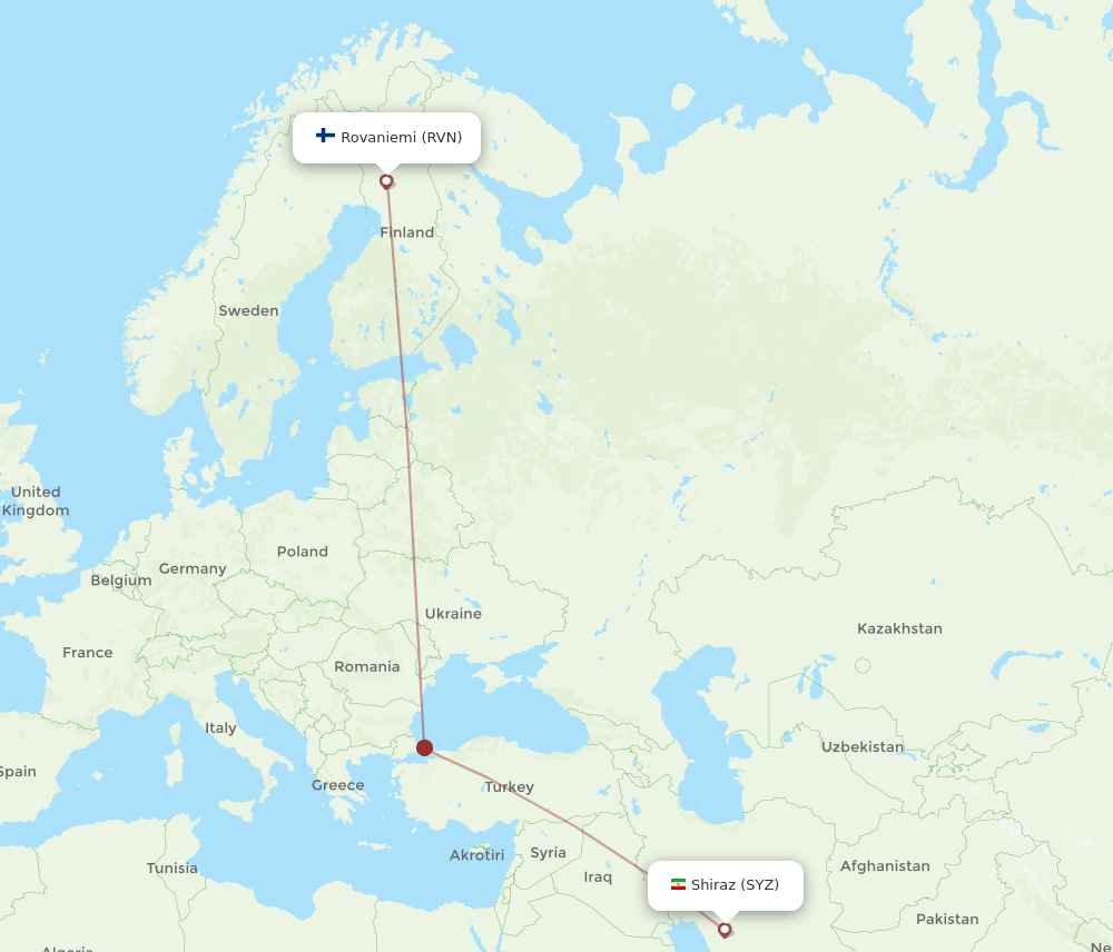 SYZ-RVN flight routes