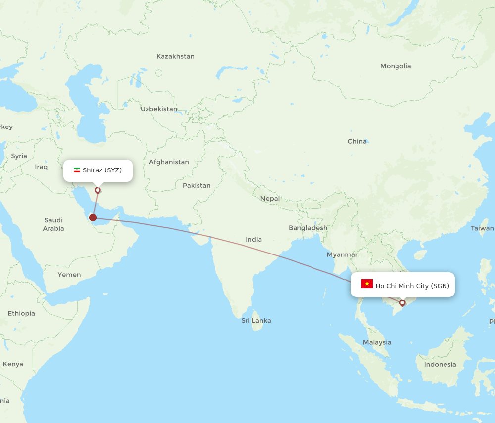 SYZ-SGN flight routes
