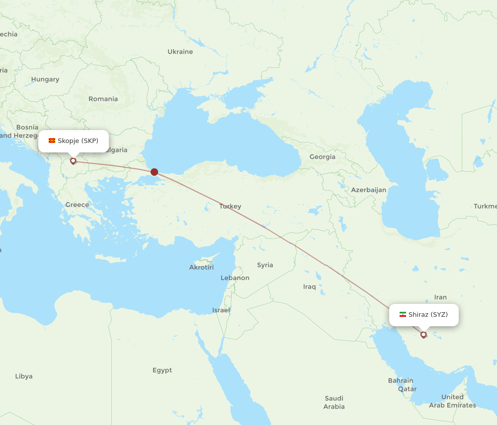 SYZ to SKP flights and routes map