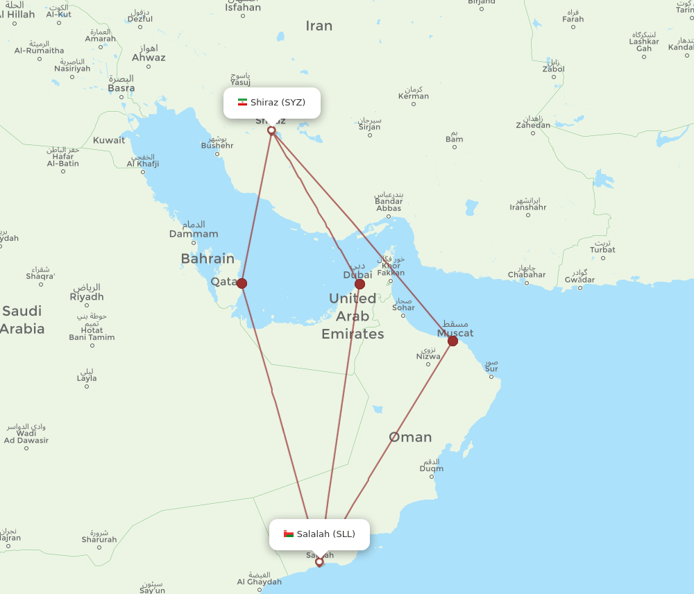 SYZ-SLL flight routes