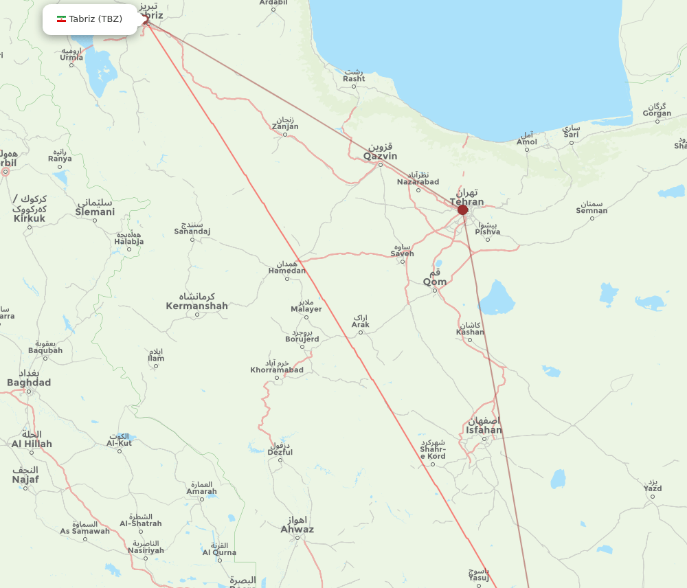 SYZ-TBZ flight routes