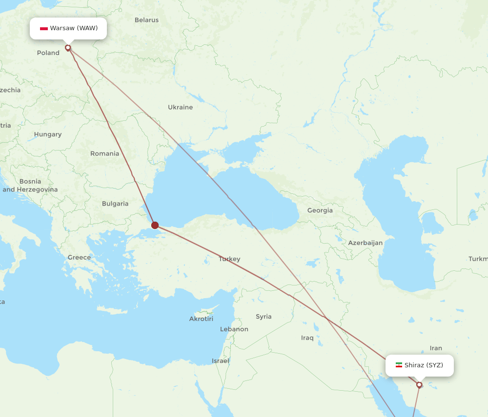 SYZ-WAW flight routes