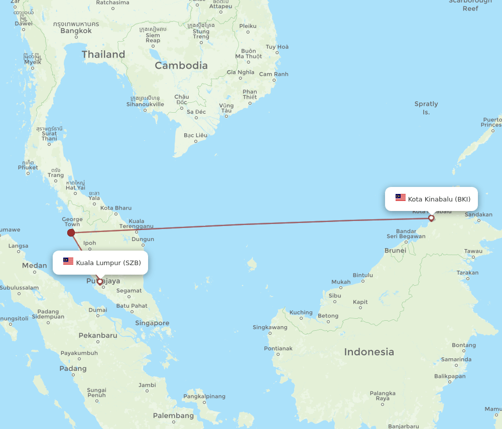 SZB-BKI flight routes