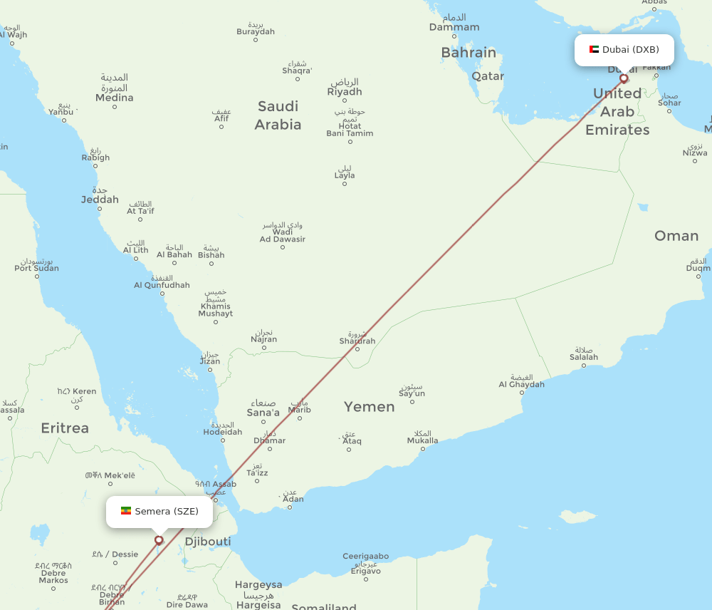 SZE-DXB flight routes