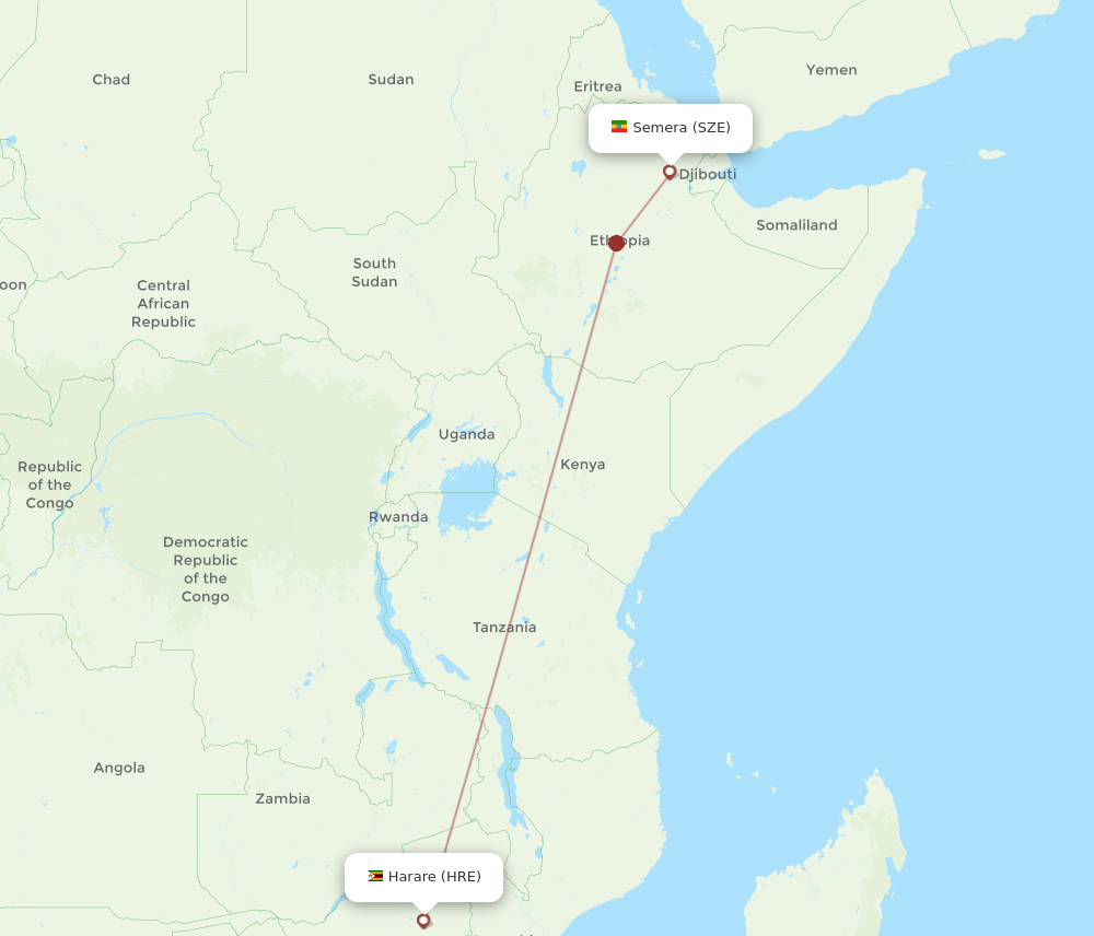 SZE-HRE flight routes