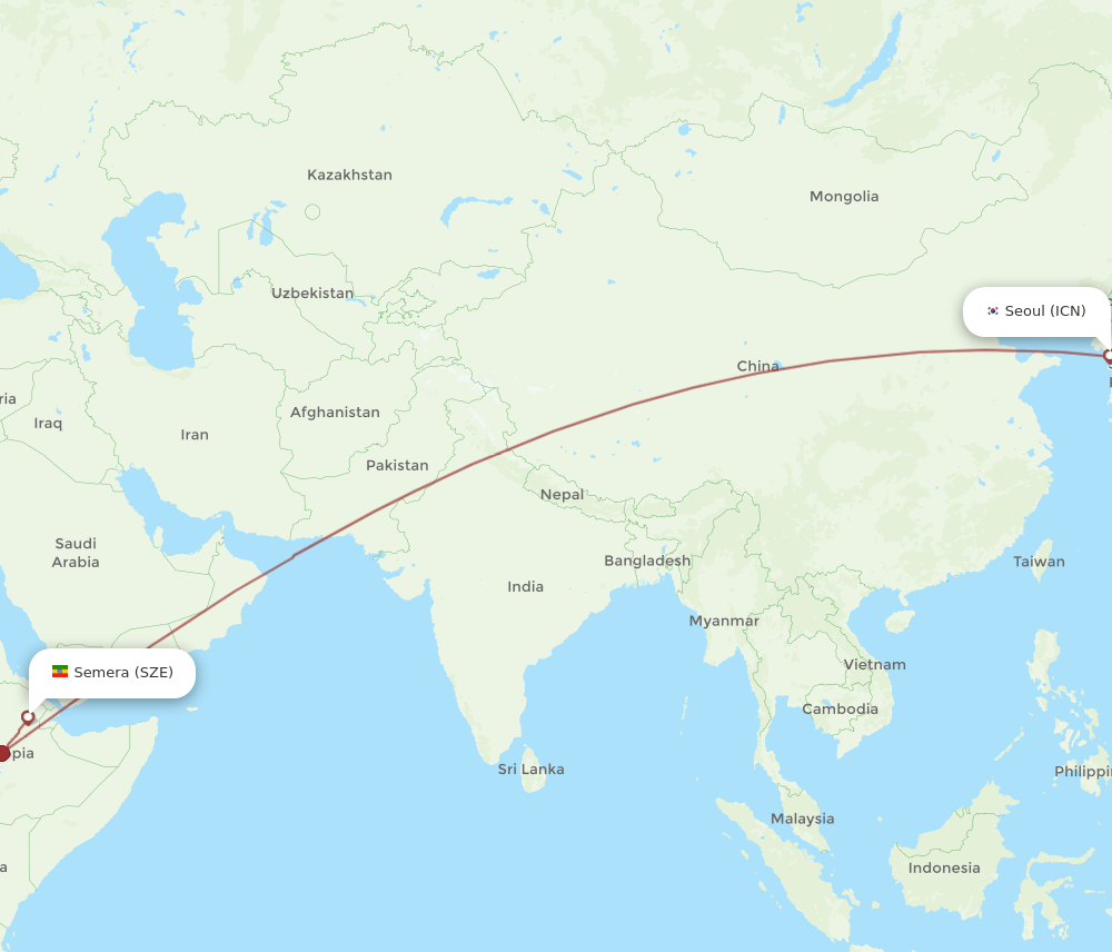SZE to ICN flights and routes map