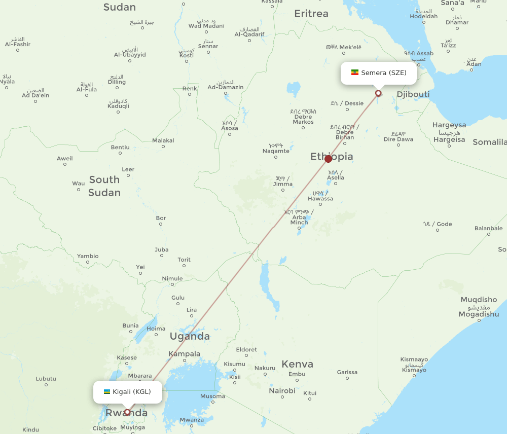 SZE-KGL flight routes