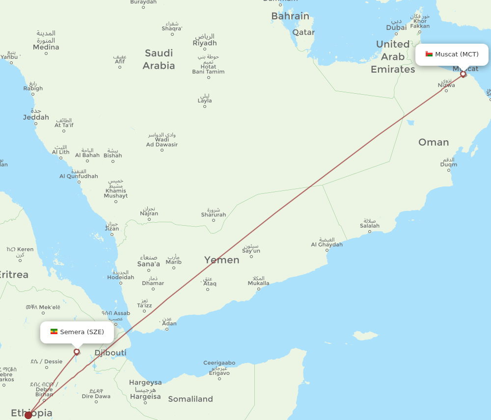 SZE-MCT flight routes