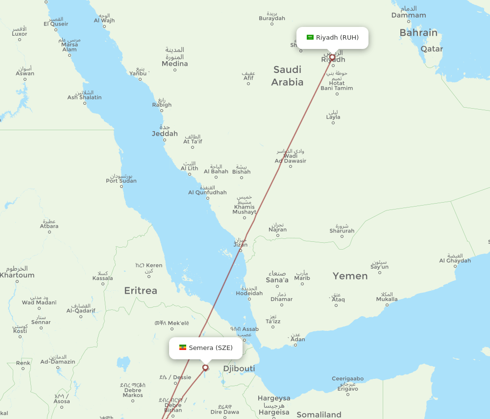 RUH to SZE flights and routes map