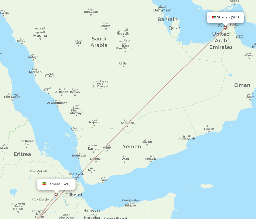 SZE-SHJ flight routes