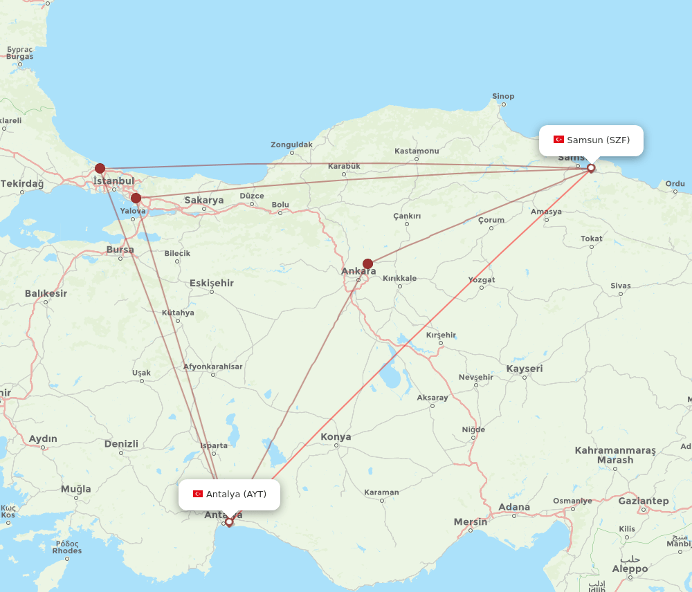 SZF-AYT flight routes