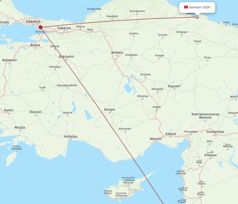 SZF-BEY flight routes