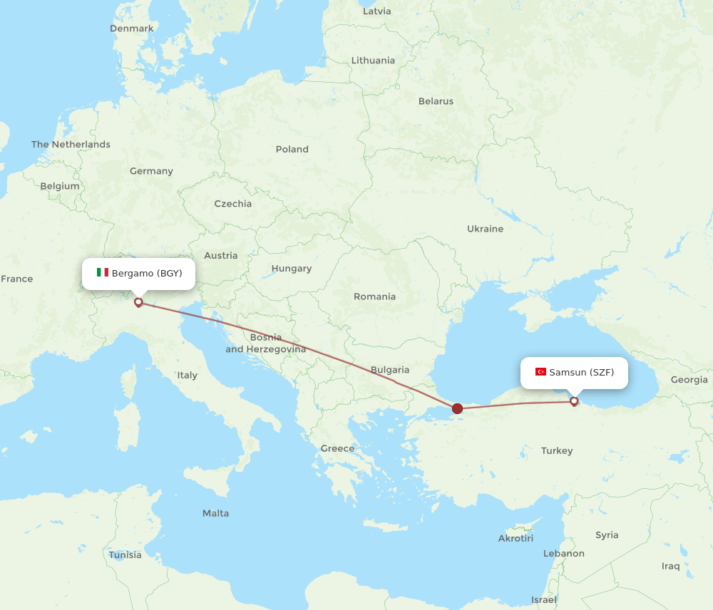 SZF-BGY flight routes