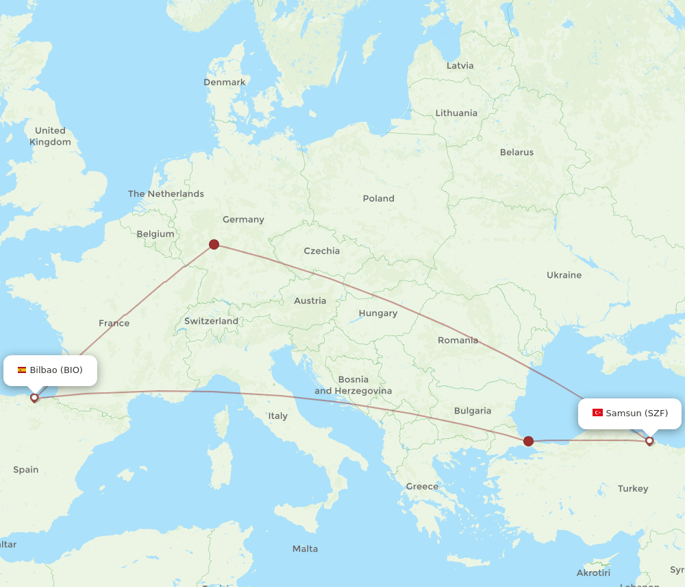 SZF-BIO flight routes