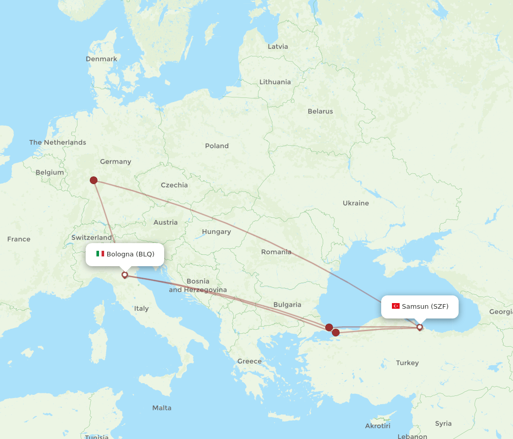SZF-BLQ flight routes