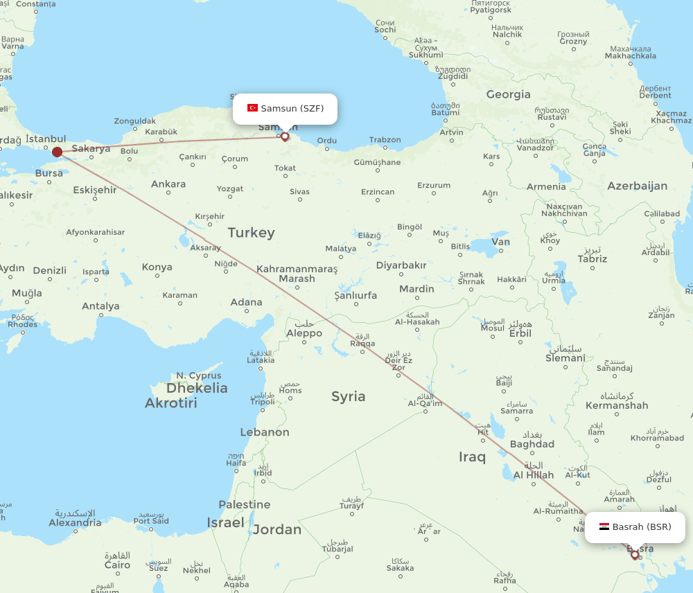 SZF-BSR flight routes