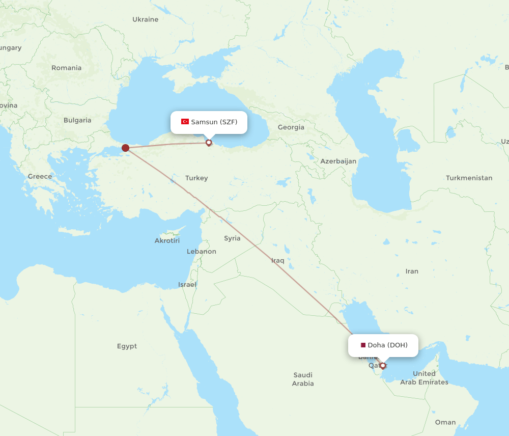 SZF-DOH flight routes