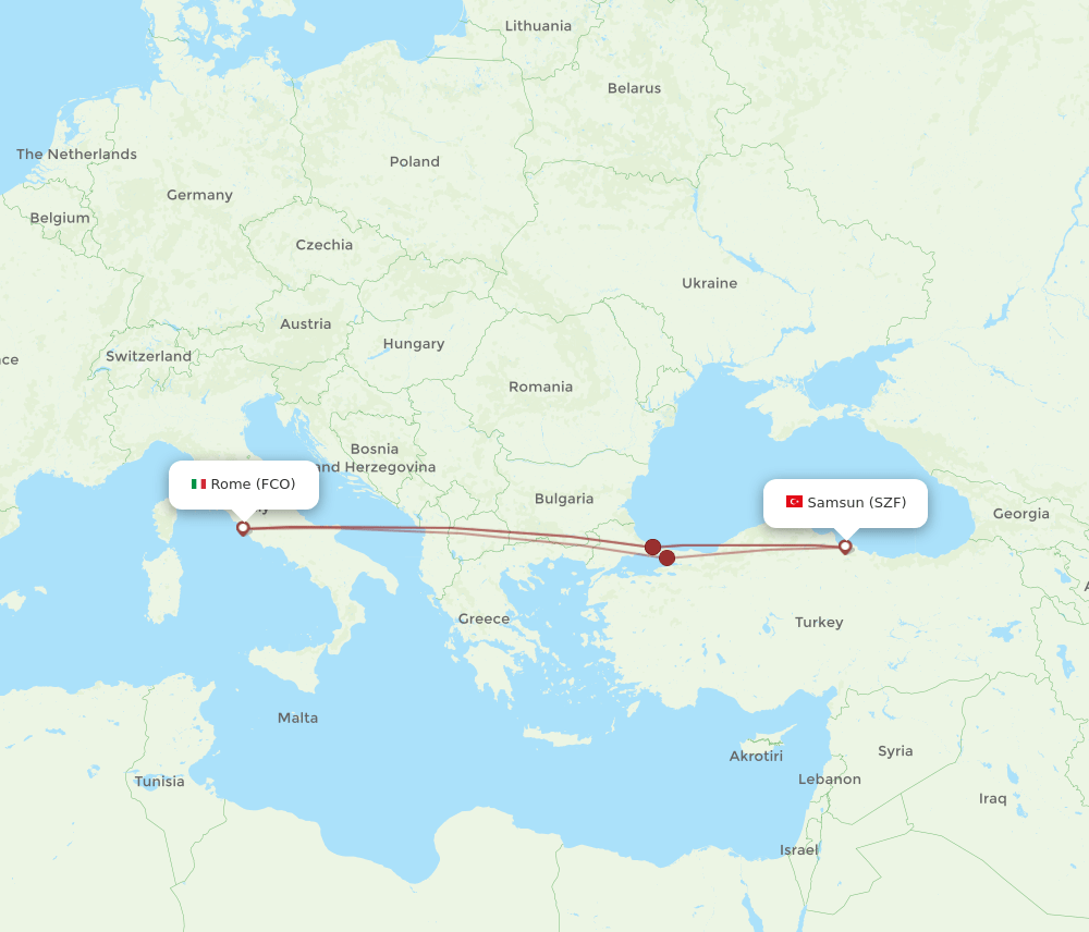 SZF-FCO flight routes