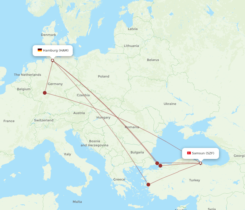 SZF-HAM flight routes