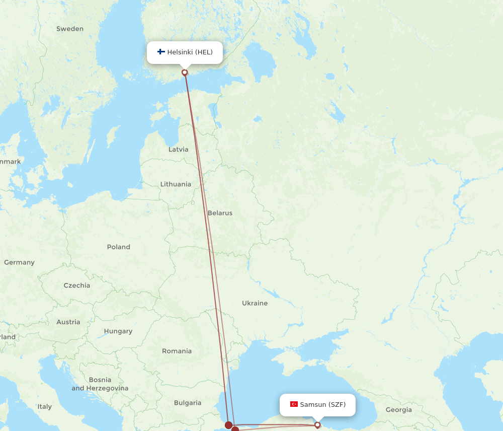 SZF-HEL flight routes