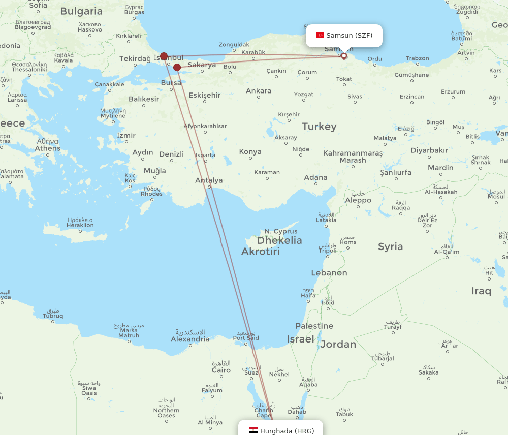 SZF-HRG flight routes
