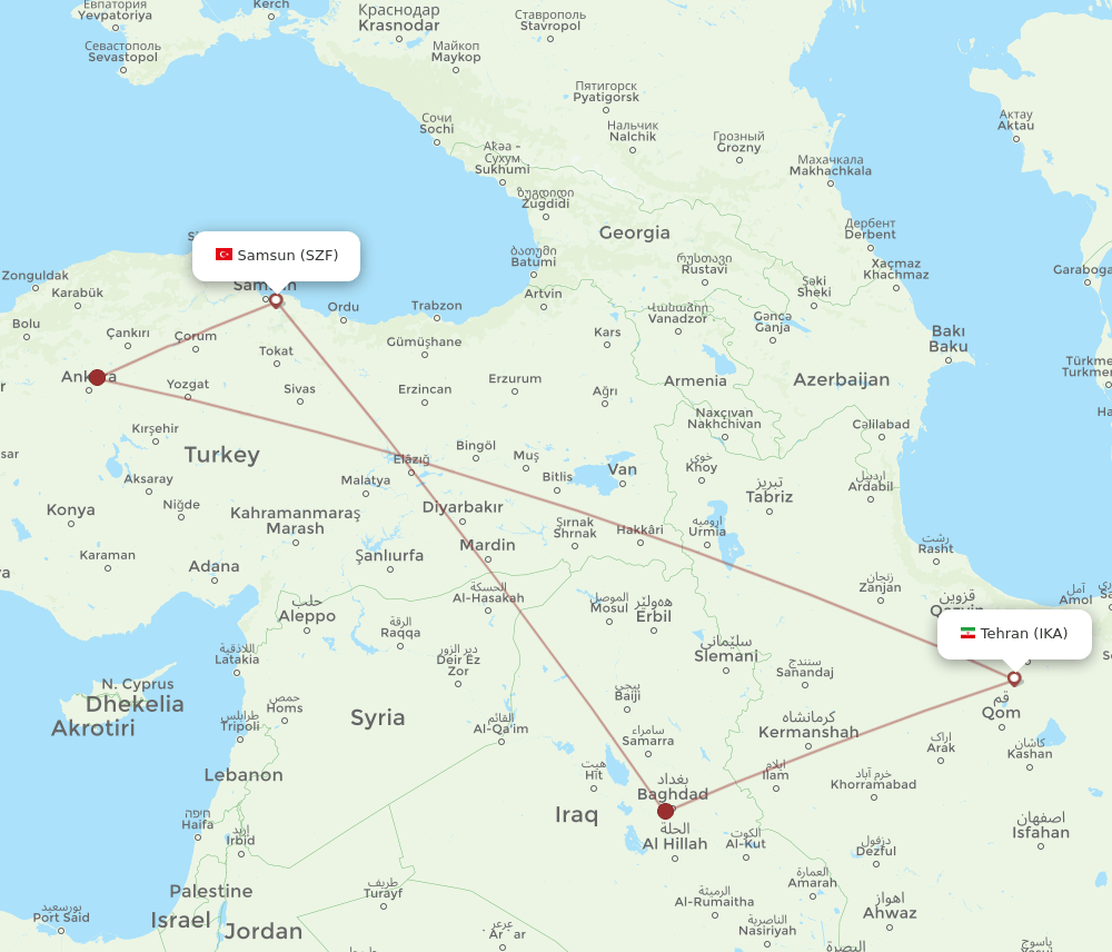 SZF-IKA flight routes