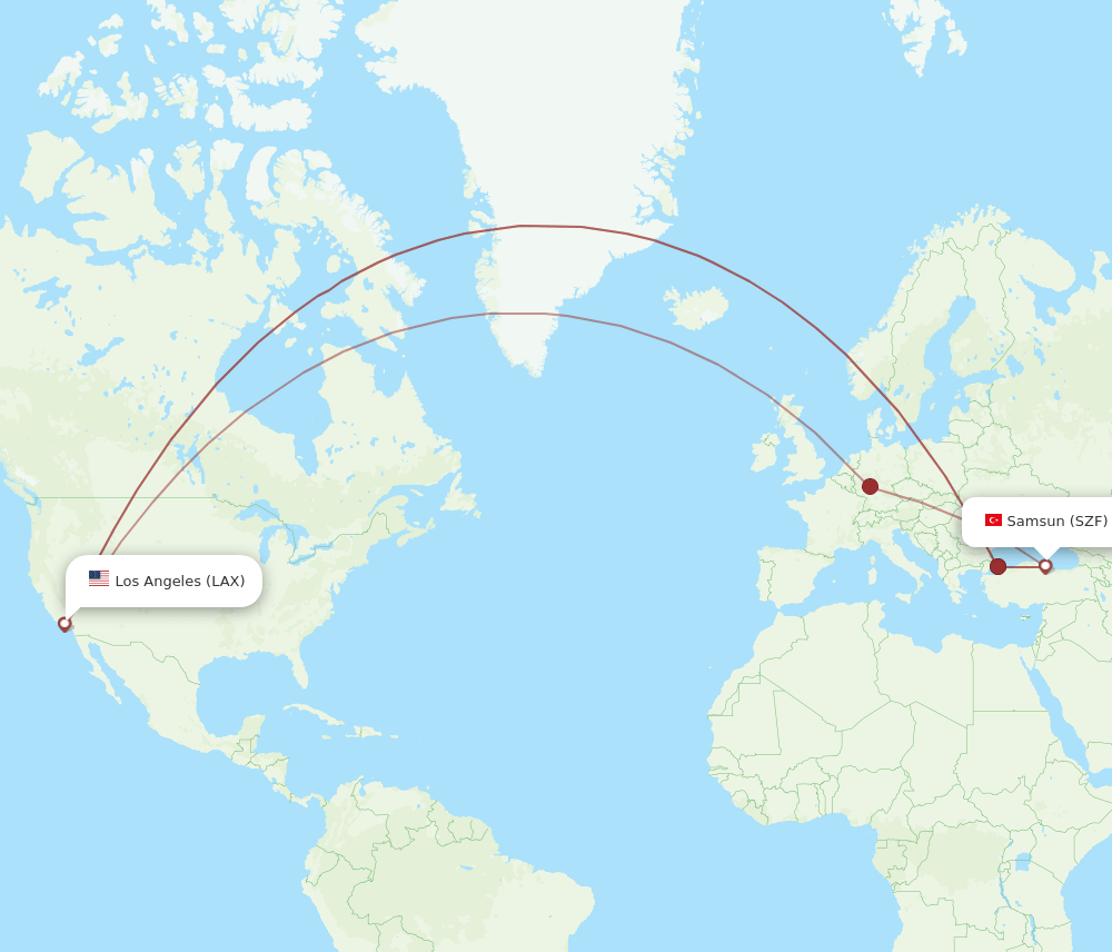 SZF-LAX flight routes
