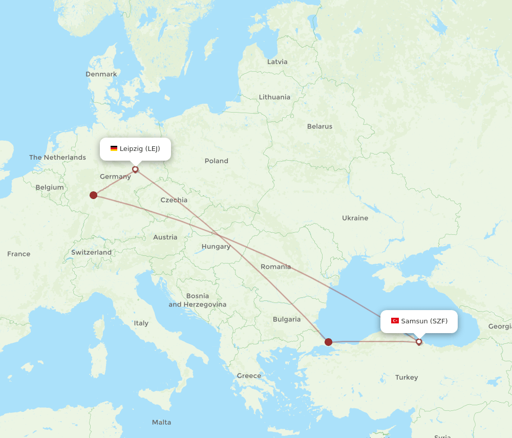 SZF-LEJ flight routes
