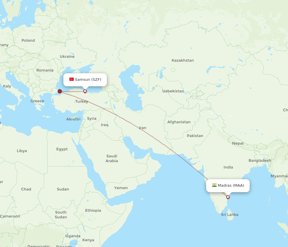 SZF-MAA flight routes