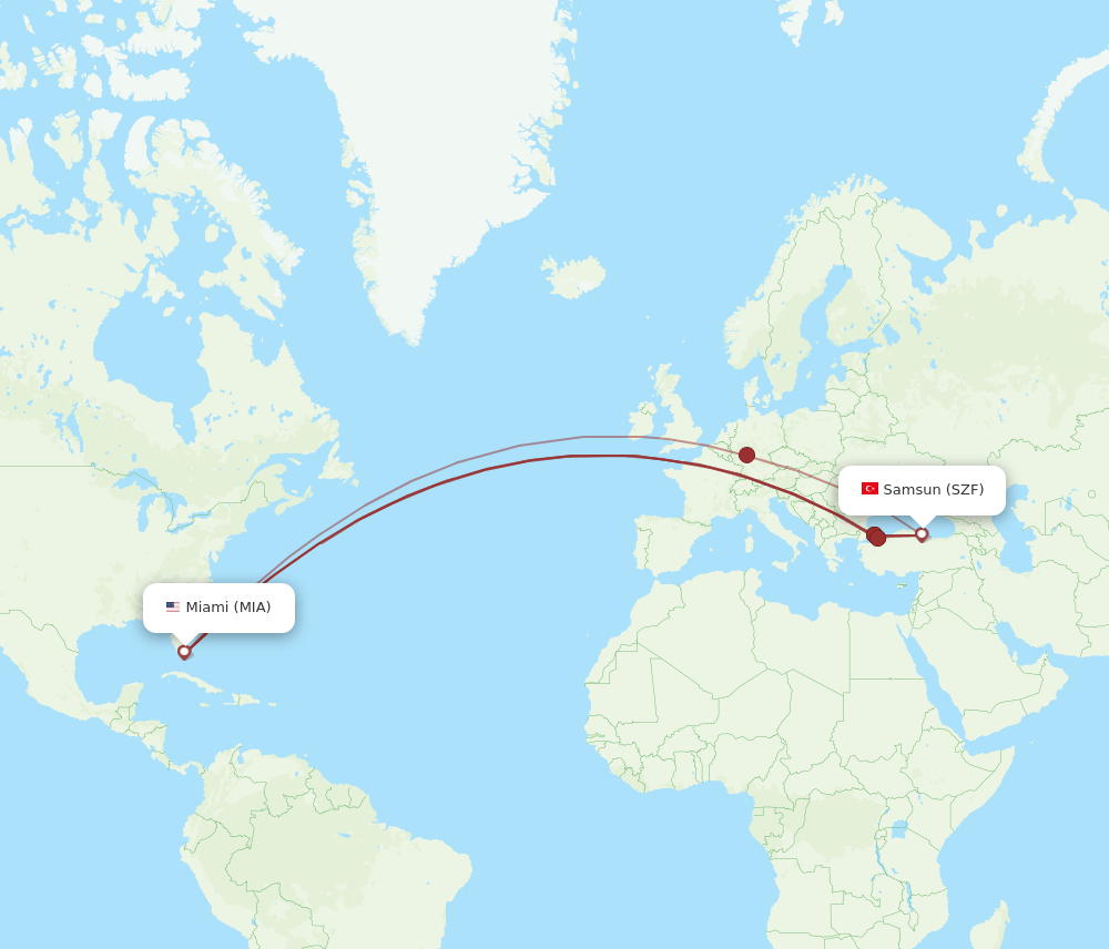 SZF-MIA flight routes