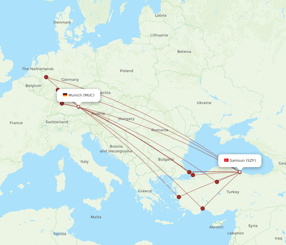 SZF-MUC flight routes
