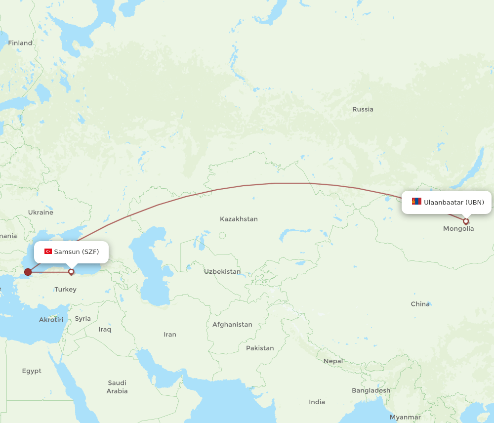 SZF-UBN flight routes