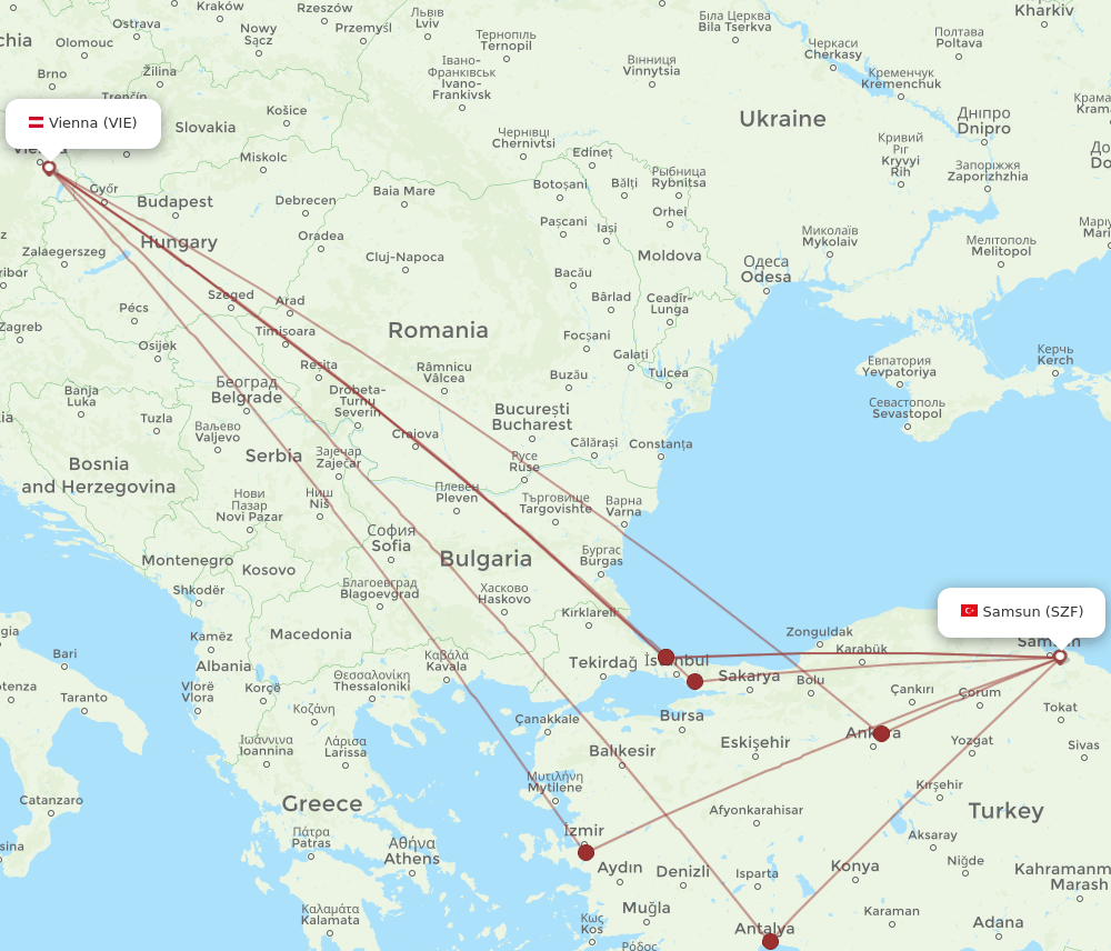 SZF-VIE flight routes