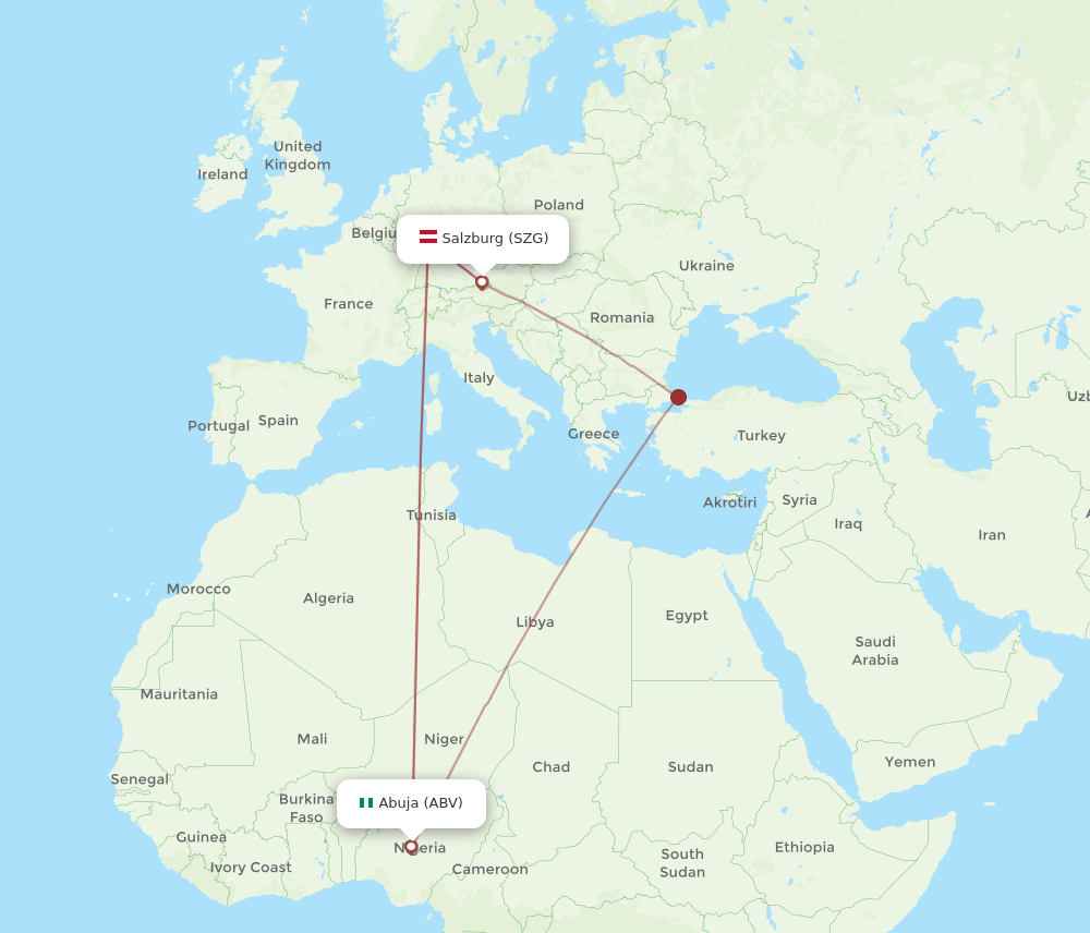 SZG-ABV flight routes
