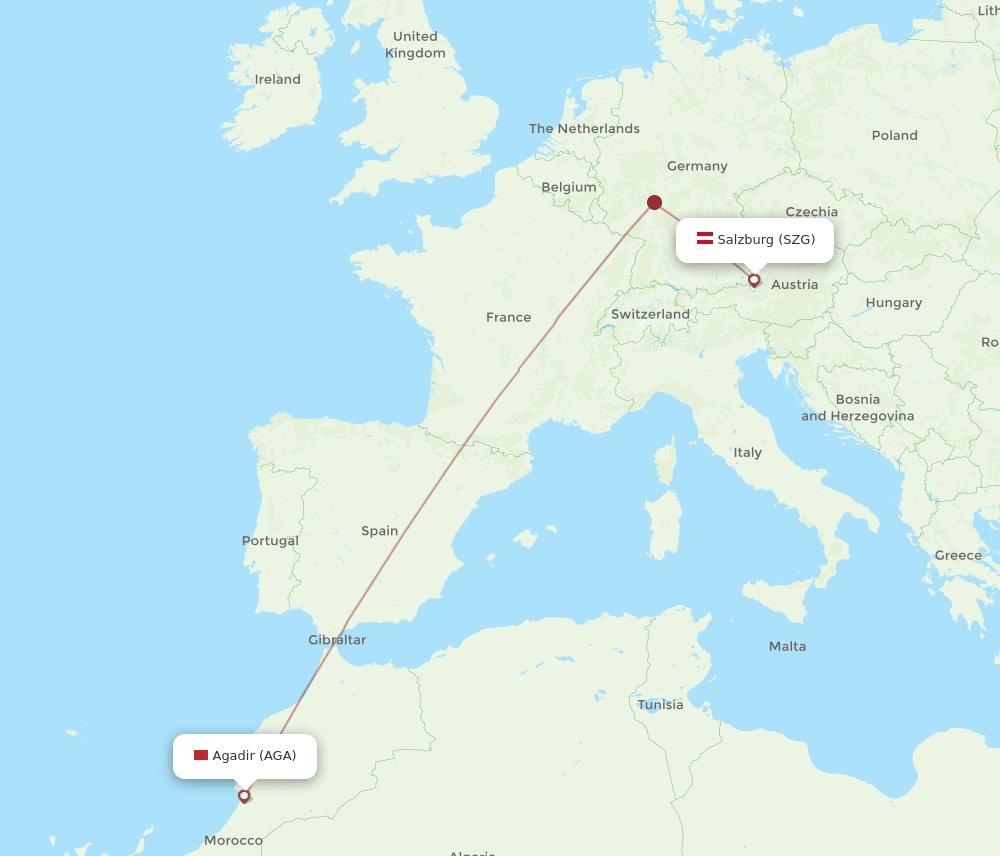 SZG-AGA flight routes