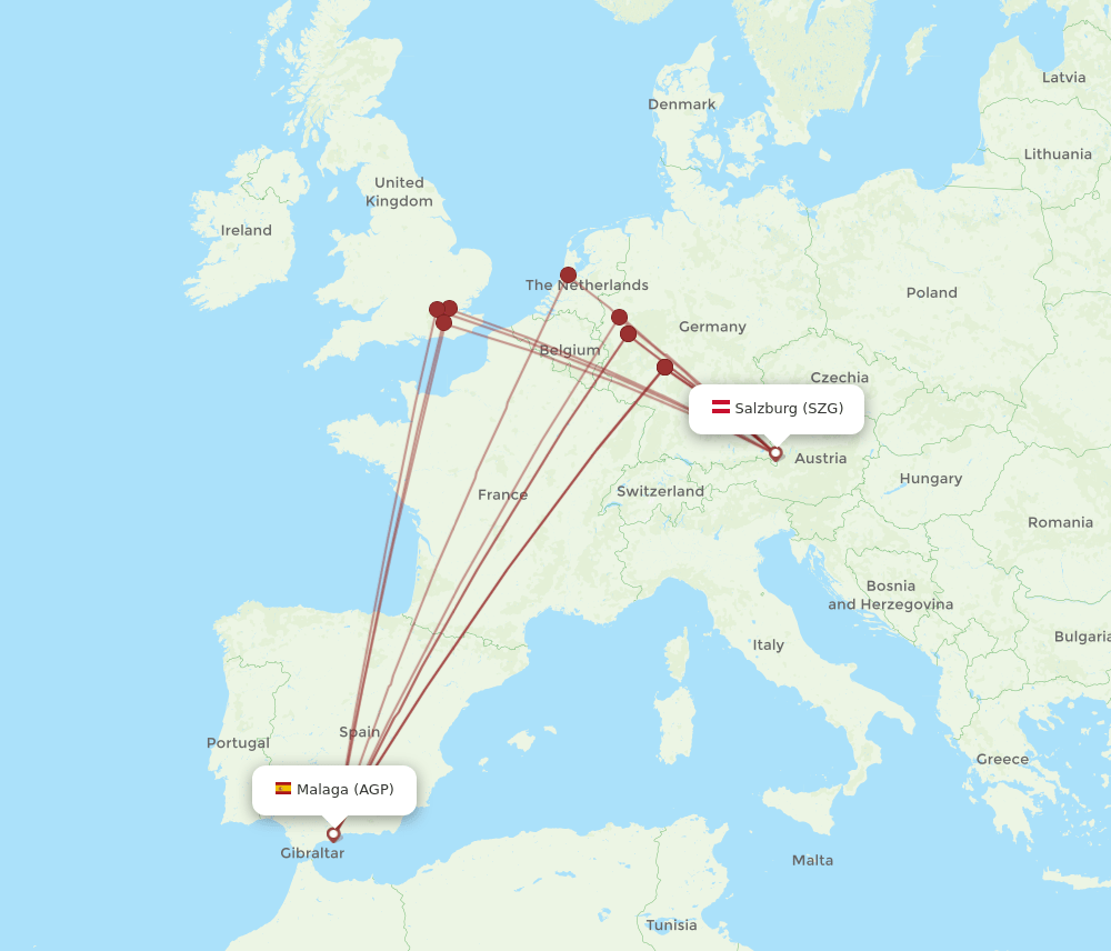 SZG-AGP flight routes
