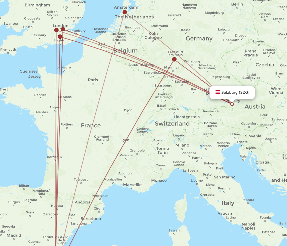 SZG to ALC flights and routes map
