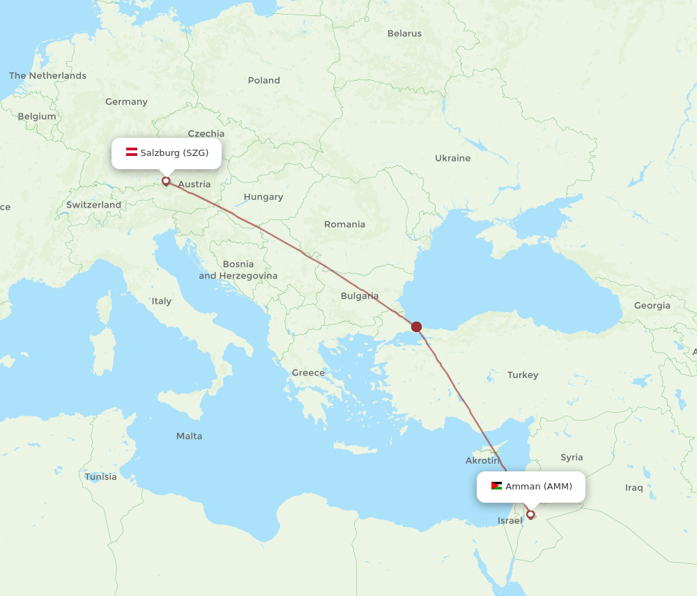 SZG-AMM flight routes