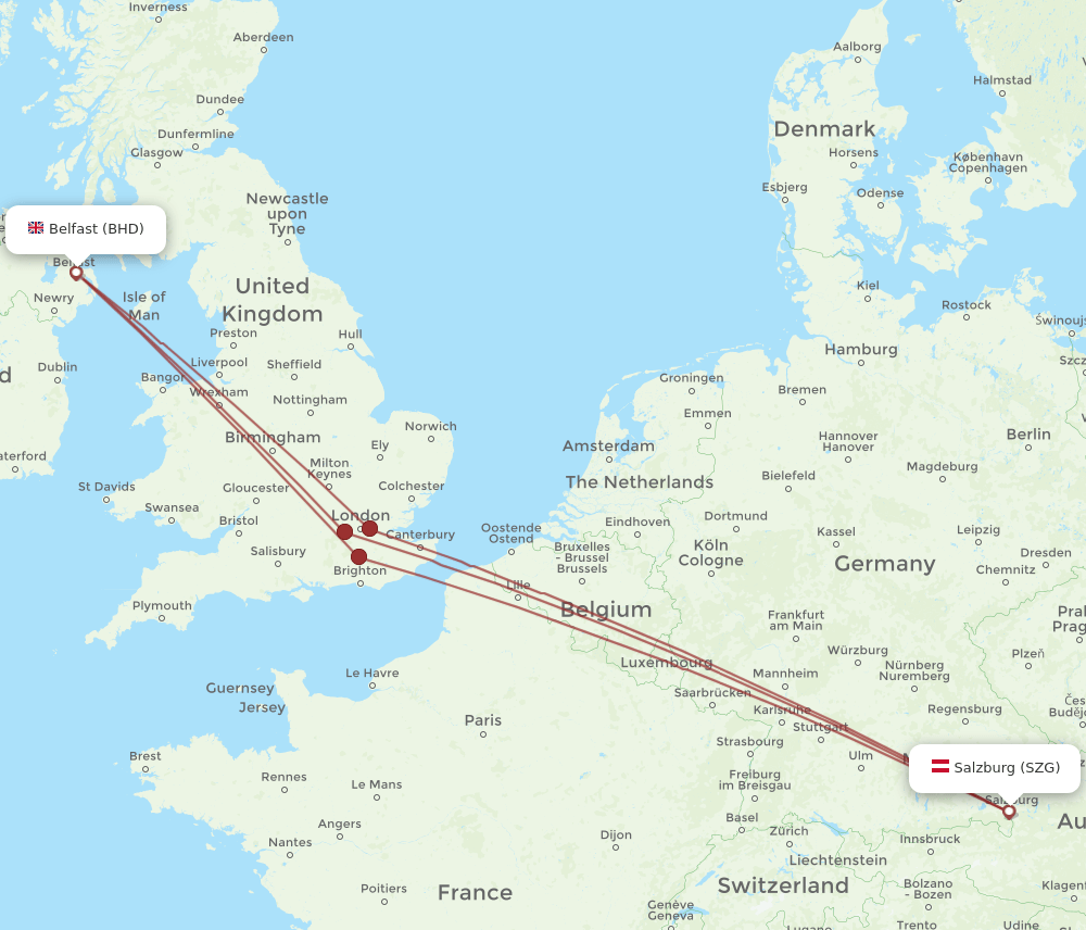 SZG-BHD flight routes