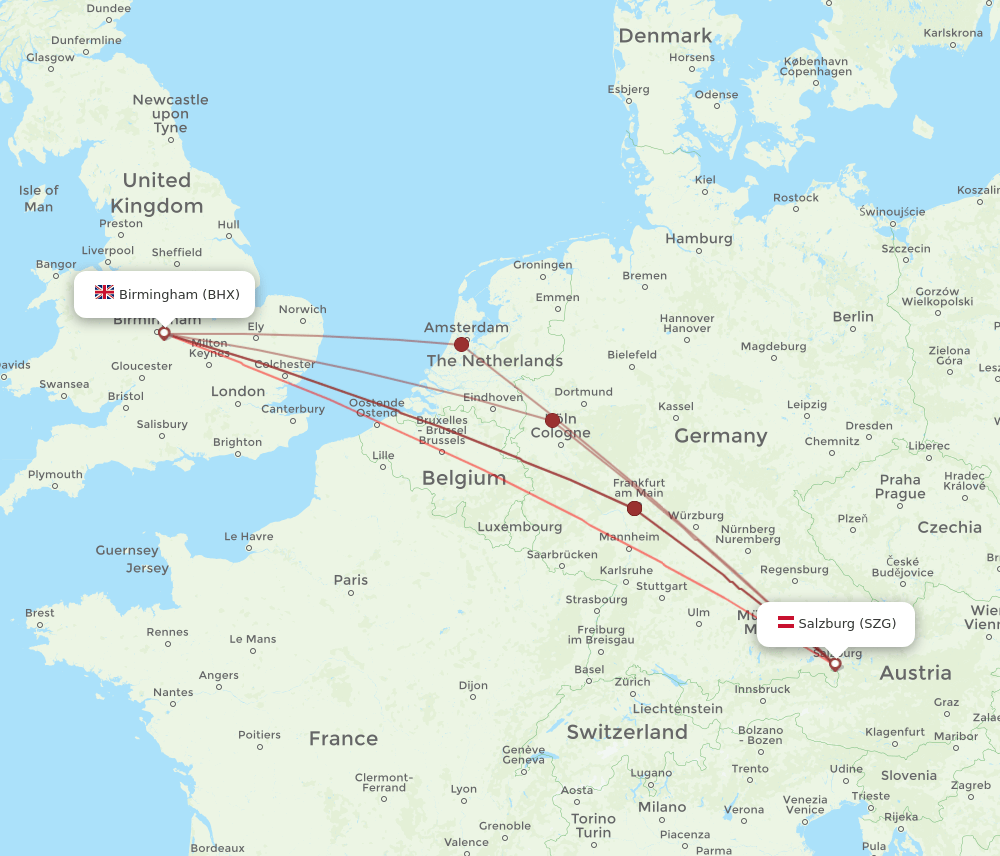 SZG-BHX flight routes