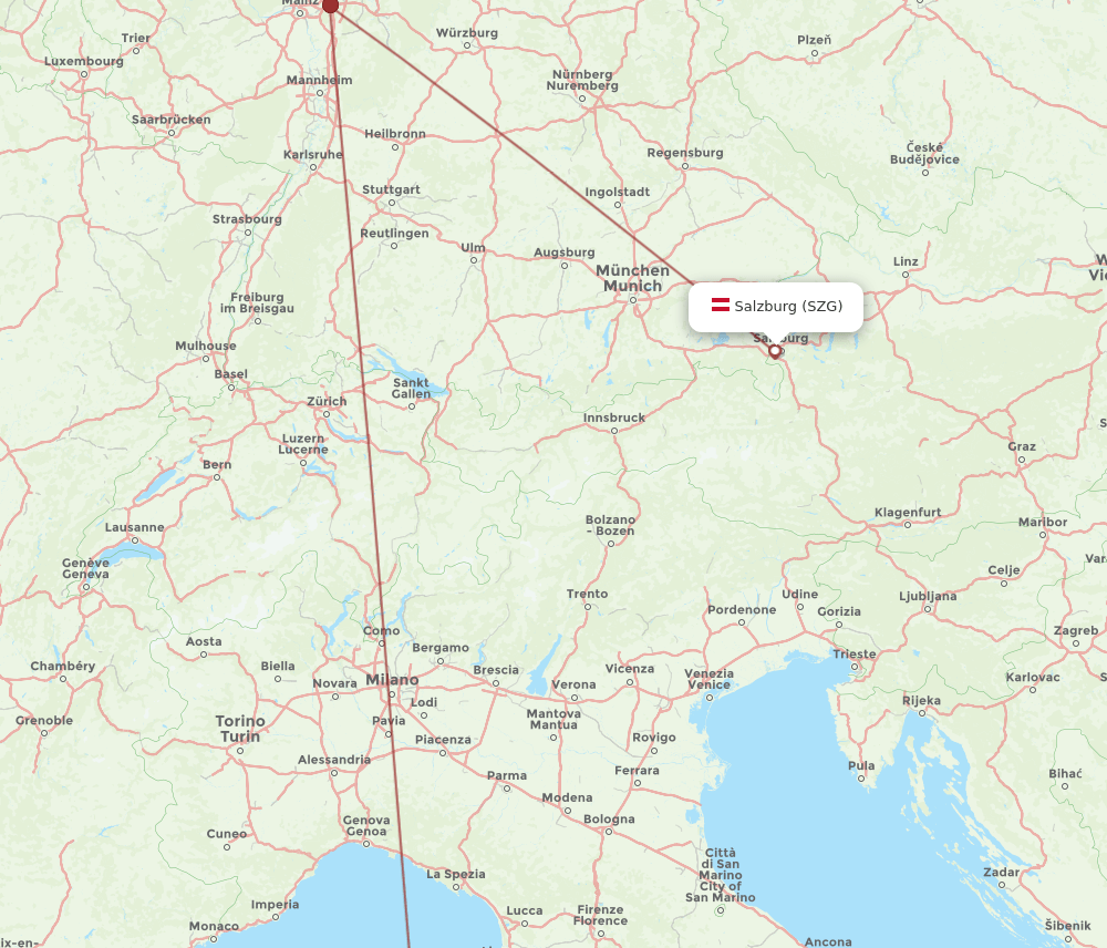 SZG-BIA flight routes