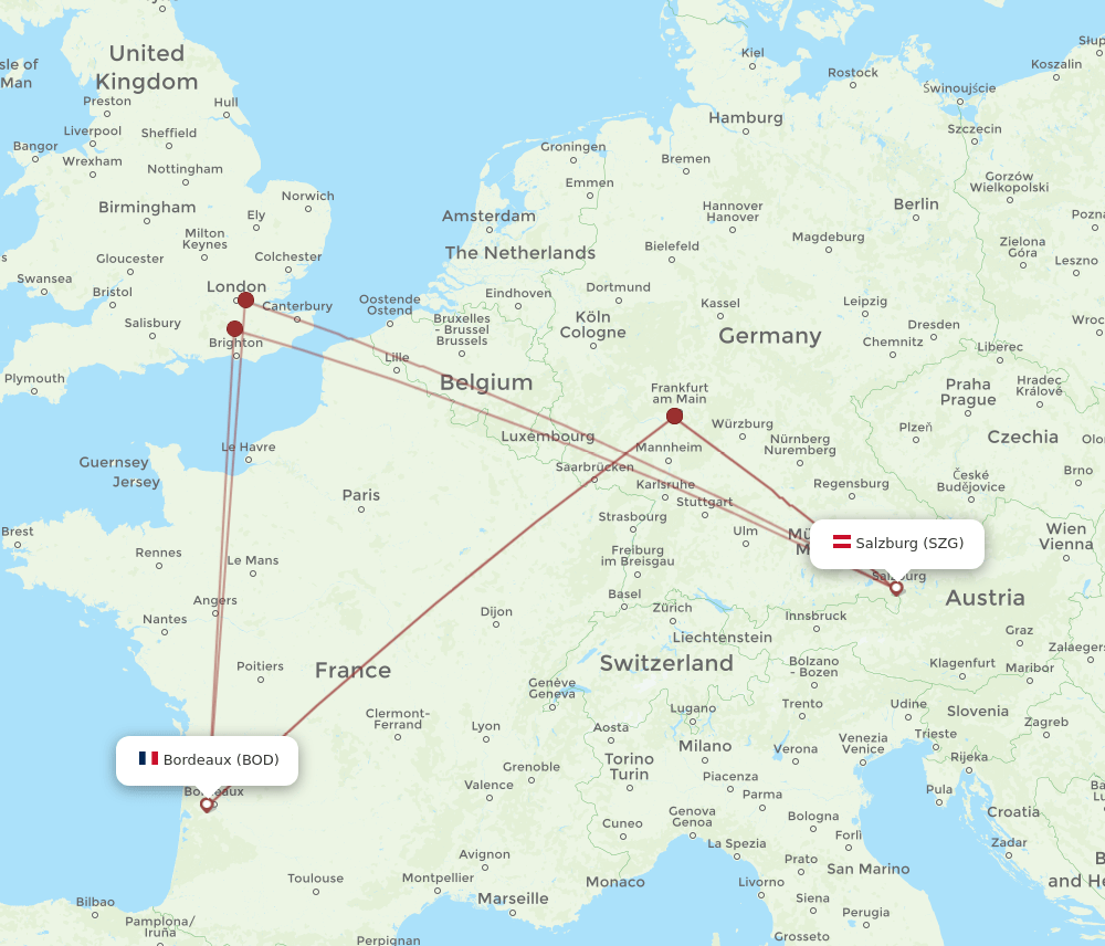SZG-BOD flight routes